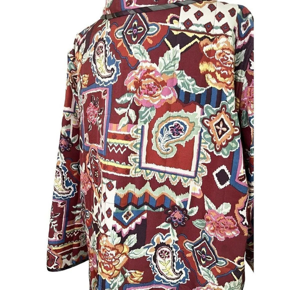 Wearable Art To Wear Reversible Silk Jacket 1X Paisley Floral Abstract Artsy - Picture 6 of 13